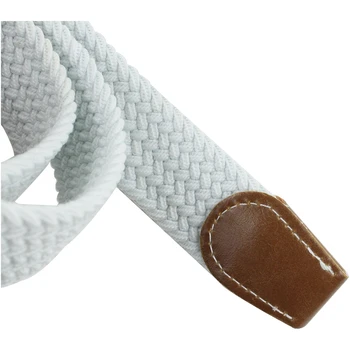 

Unisex Braided Elastic Stretch Rubber String Belt (White,Brown Head)