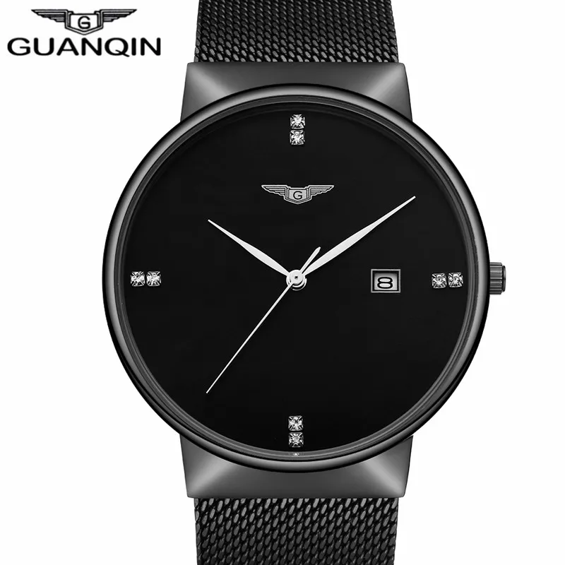 Prix pour GUANQIN Marque De Luxe Business Casual Noir En Acier Inoxydable Montre À Quartz Hommes Calendrier De la Mode Montre-Bracelet Étanche Montre Homme Prix pour GUANQIN Marque De Luxe Business Casual Noir En Acier Inoxydable Montre À Quartz Hommes Calendrier De la Mode Montre-Bracelet Étanche Montre Homme
