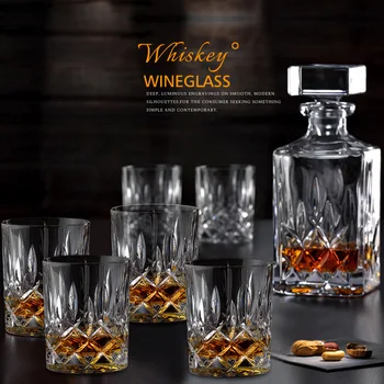 

Irregular glass cup Crystal Glass Cup Whiskey and Brandy Wine Glass large Capacity Cup Bar Hotel Drinkware Party Drinking 7PCS
