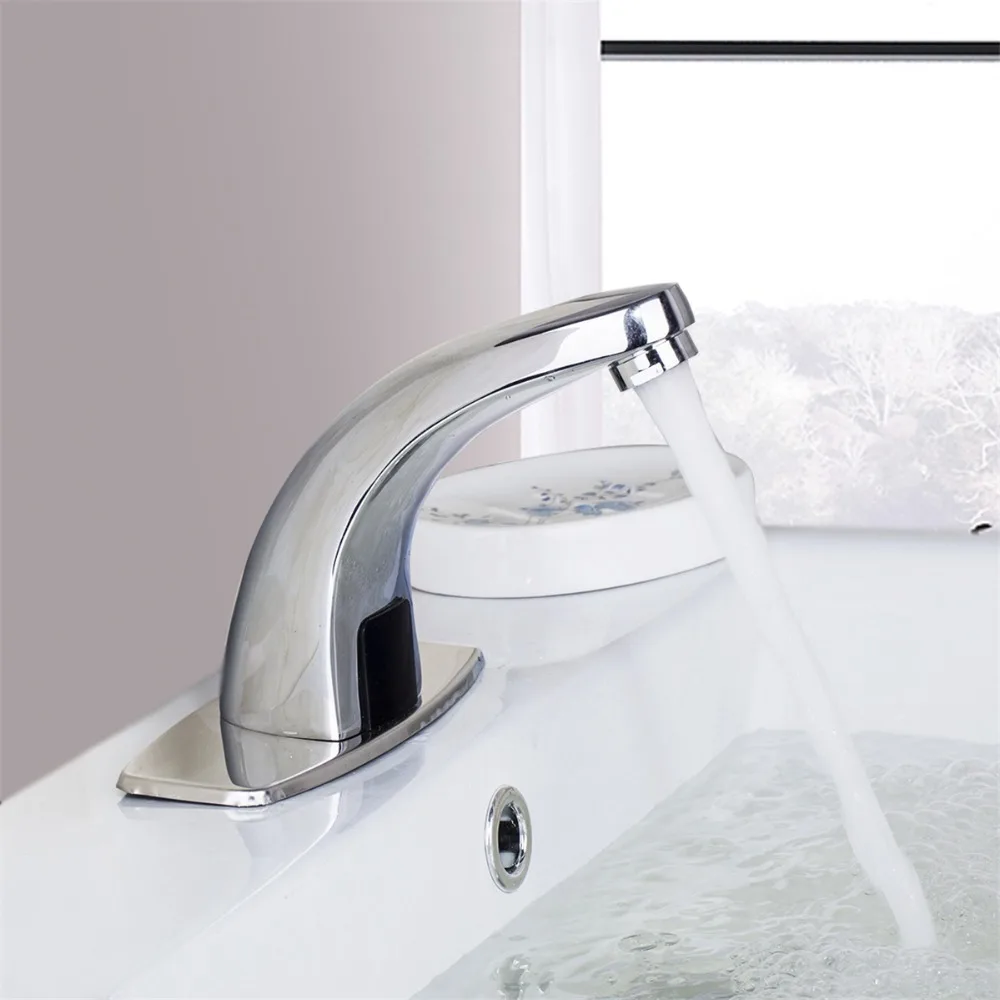 Polished Chrome Waterfall Bathroom Sense Water Taps Brass Automatic