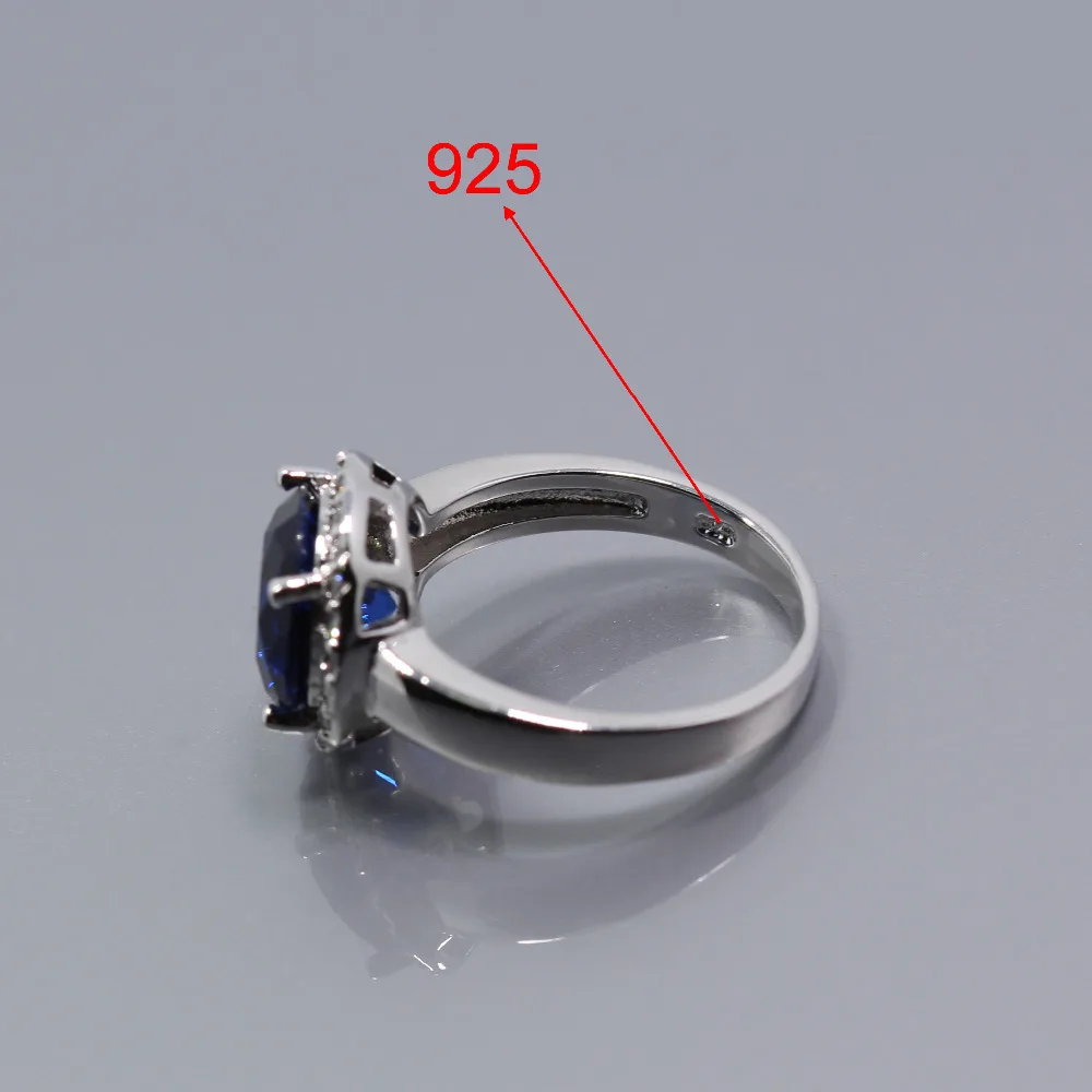 925 серебро Для женщин 4 комплект ювелирных изделий ААА+ качество синий Длинные серьги из циркония кольцо ожерелье кулон браслет Z71