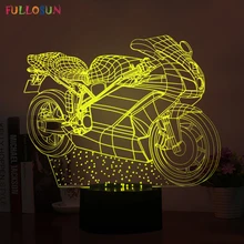 Уникальный 3D красивые мотоциклетные светодиодный ночные светильники для студийной съемки с изображением Цвета светодиодный настольный светильник как друзья праздник подарки