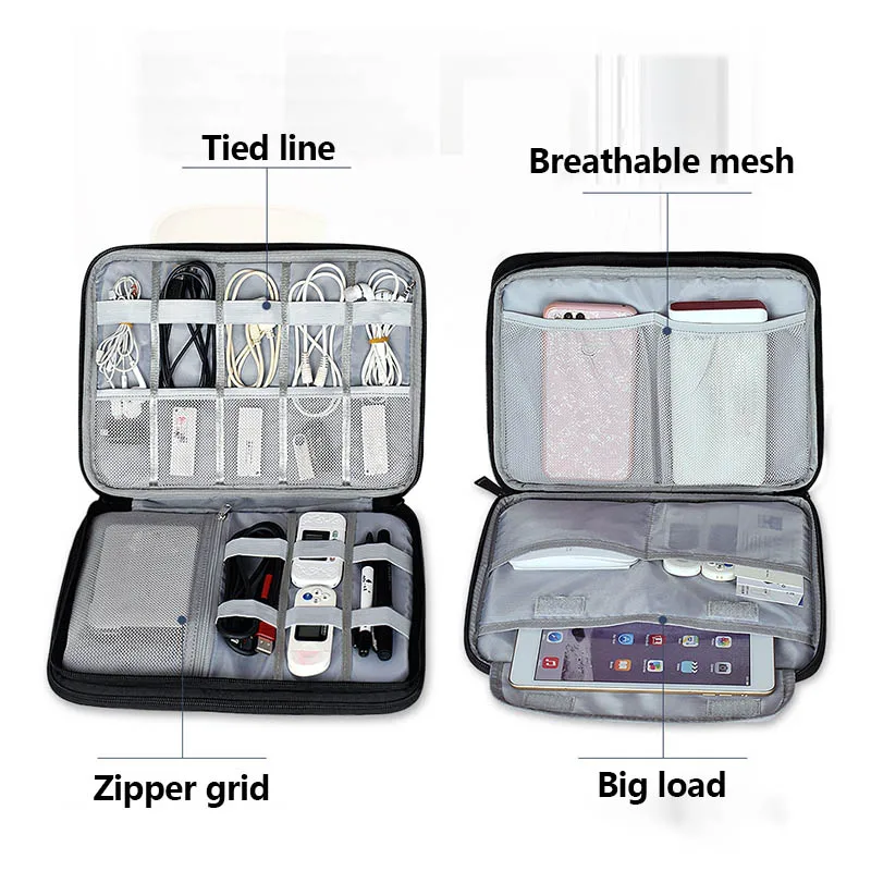 

Portable Waterproof USB Data Cable Charging Storage Bag Phone Pad Zip Organiser Case SGA998