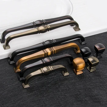 

American Style Zinc Alloy Knobs and Handles Simple Wine Cabinet Door Handles Wardrobe/ Drawer Pulls Furniture Handle/4 Colors