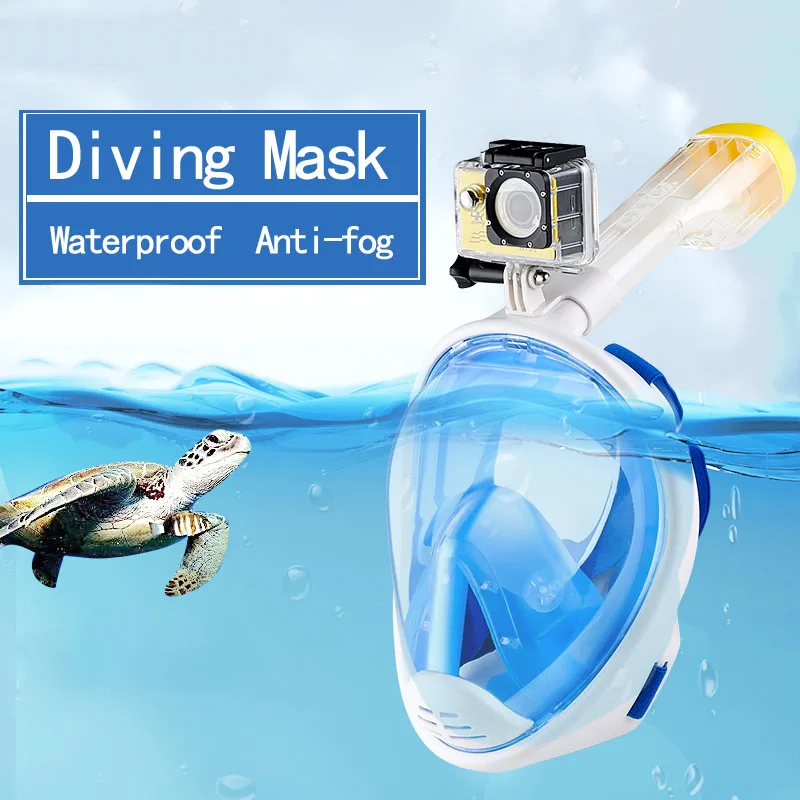 

2019 New Scuba Diving Mask GoPro Camera Snorkel Underwater Swimming Anti Fog Panoramic View Full Face Snorkeling Diving Mask