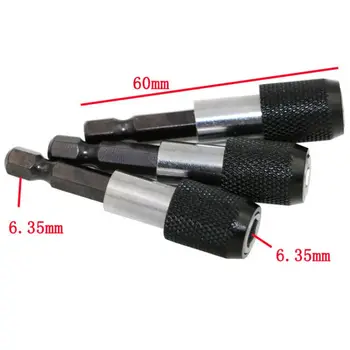 

New Black 1/4 Hex Shank Quick Release Electric Drill Magnetic Screwdriver Bit Holder 60mm