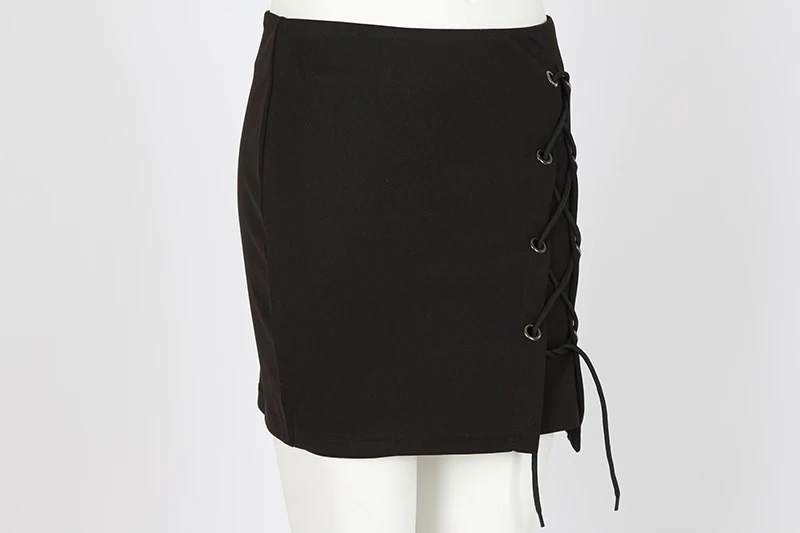 BONGOR LUSS Spring Summer Women Skirts 2017 Fashion New Lace Up Casual Girls Skirts Solid Split Up Pencil Mini Black Sexy Skirts (1)