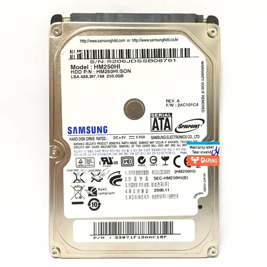 Внутренние жесткие диски Samsung для ноутбука диск 500 Гб 80 160 250 320 1 ТБ 2.5 HDD SATA 5400RPM 8