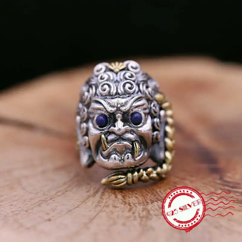 

S925 sterling silver men's ring personality retro fashion jewelry domineering shape opening ring to send a couple of gifts 2018