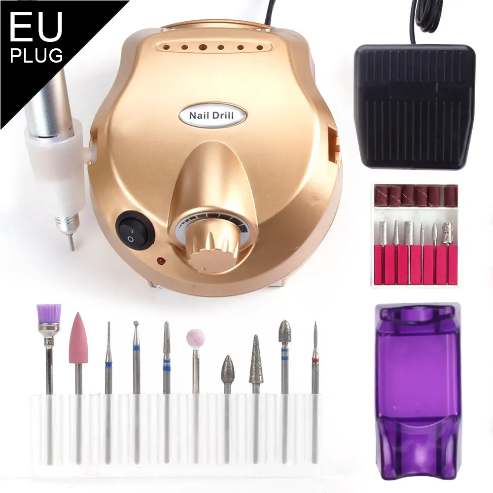 30000RPM Professional Ceramic Manicure Cutter Set Electric Nail Drill Milling Machine Diamond Cutters Manicure Apparatus Tools - Цвет: GD Set 5 EU Plug