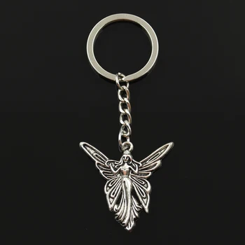 

Fashion 30mm Key Ring Metal Key Chain Keychain Jewelry Antique Bronze Silver Color Plated Butterfly Angel 38x37mm Pendant