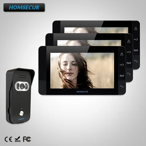 

HOMSECUR 7" Video&Audio Home Intercom+Touch Button Monitor 1C3M for Apartment TC021-B + TM703-B