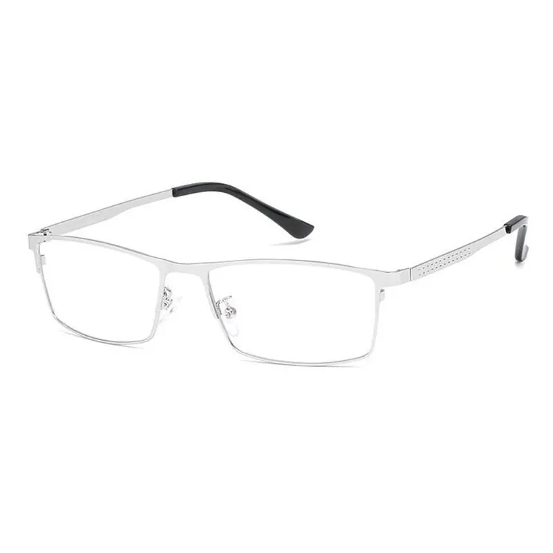 Очки с полной оправой, Прямоугольная оправа из оптического сплава, очки по рецепту, мужские очки, качественные мужские характеристики - Цвет оправы: Серебристый