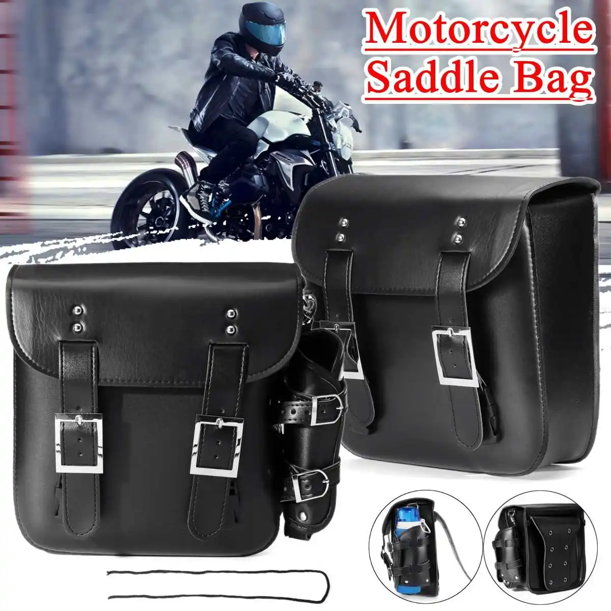 

Pair Leather Motorcycle Waterproof Racing Race Travel Bags With Kettle Bag Suitcase Saddlebags For KTM Motor Motorbike Side Bags