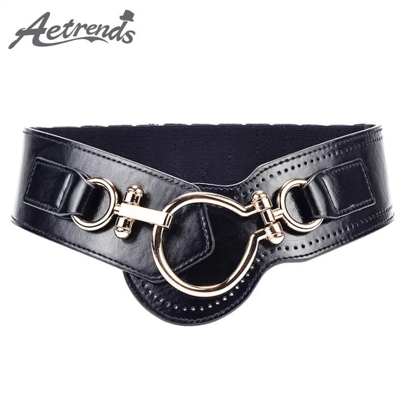 

[AETRENDS] Vintage Diagonal Cross Hip Cinch Belts for Women PU Leather Waist Belt Elastic Cummerbunds D-0084