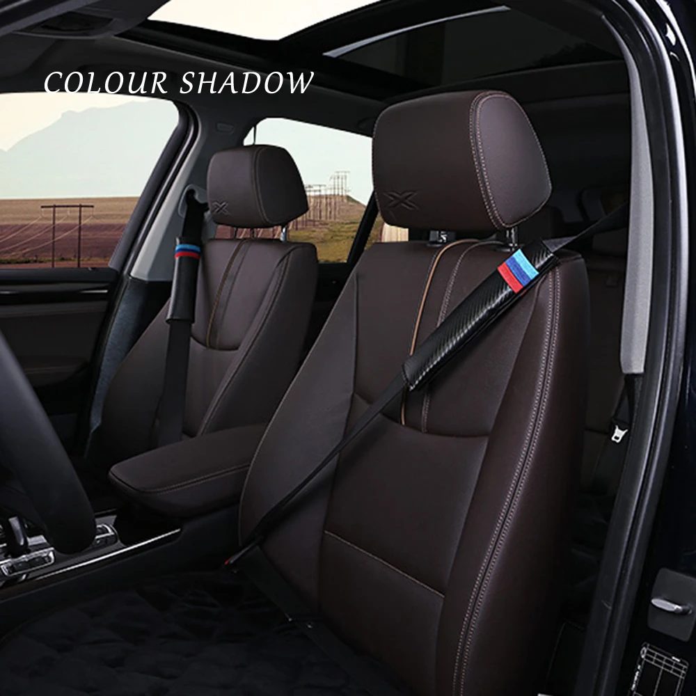 

2pcs Carbon fiber seat belt cover shoulder pad car styling For BMW e30 e39 e46 e90 e60 f10 f30 X5 X3 X6 M3 M5 330i Auto accessor