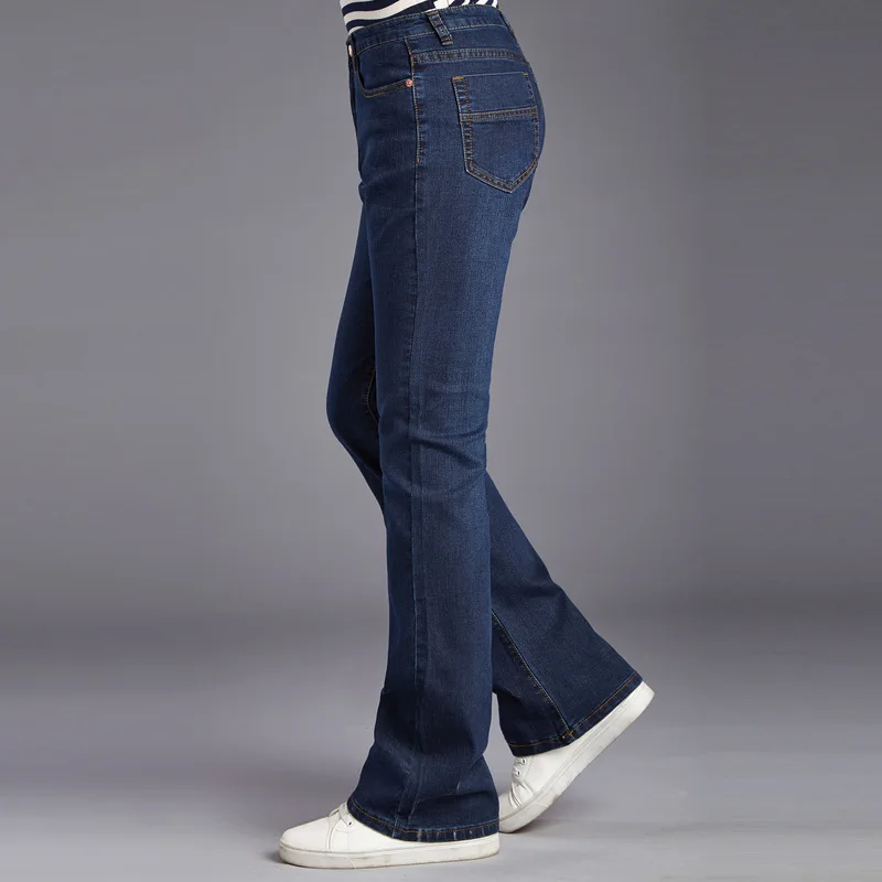 Джинсы мужские Весна Новые Modis мужские джинсовые микро колокольчики Корейская версия прилива стрейч тонкий рог мужские джинсовые брюки - Цвет: Dark blue