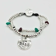 

2017 new leather ropes, hand woven bracelets, Vintage Style Metal Beaded Bracelets, gifts for girls B043