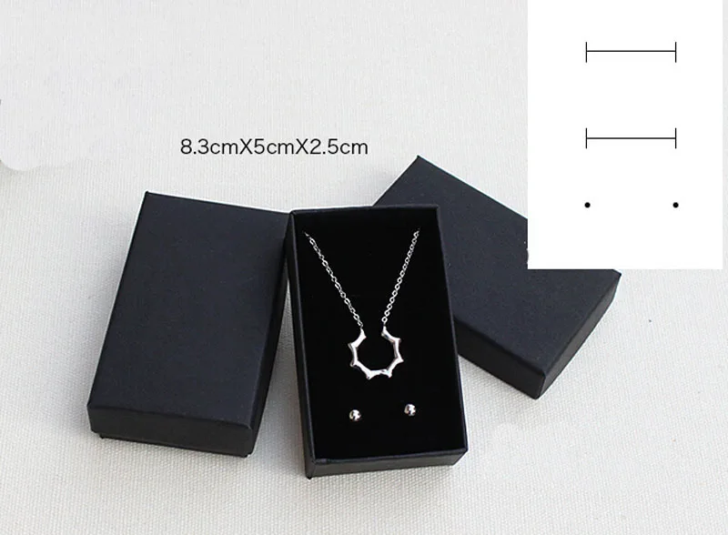 

Free shipping wholesale 50pcs /lot 8.3*5*2.5cm Box For Jewelry Black Necklace Earring Packaging Boxes Pendant Paper Box