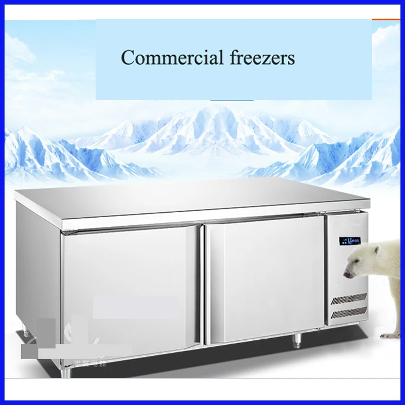 gran oferta banco de trabajo de cocina de dos puertas restaurante y hotel nevera horizontal barra de ensalada banco de trabajo nevera