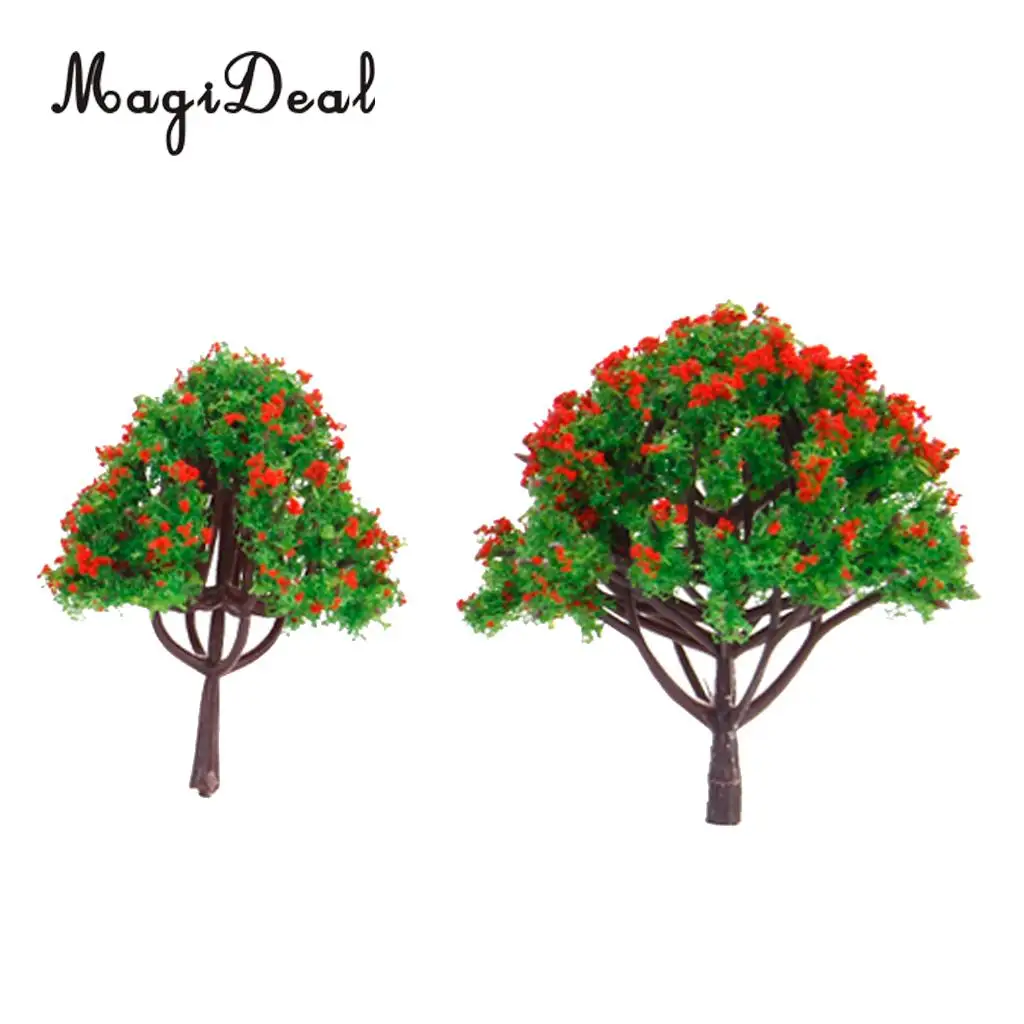 10Pcs/Lot Red Flower Trees Model Train Railroad Railway Street Architecture Scenery Landscape HO N Z Scale Toys for Children