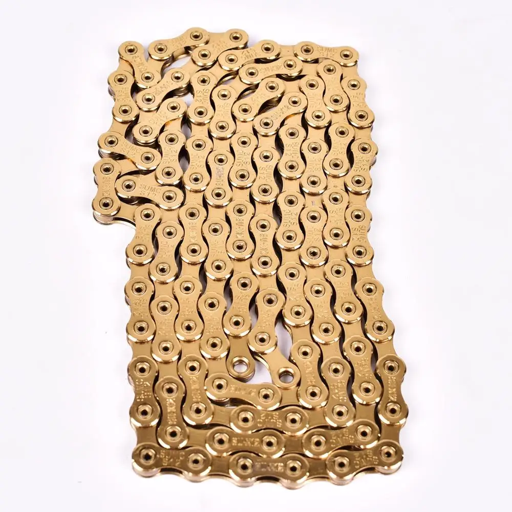 SUMC bicycle shift chain mountain road folding bike chain 9 10S 11 12speed hollow gold chain with missinglink 116L 126L 248g