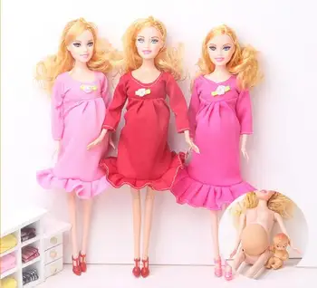 

2018 1/6 doll Educational Real pregnant doll suits mom doll 30cm have a baby for barbi in her tummy for Girls Toys Best