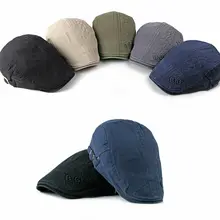 Hirigin Мужской Хлопковый вышитый двусторонний регулируемый берет шляпа художника Newsboy Cabbie