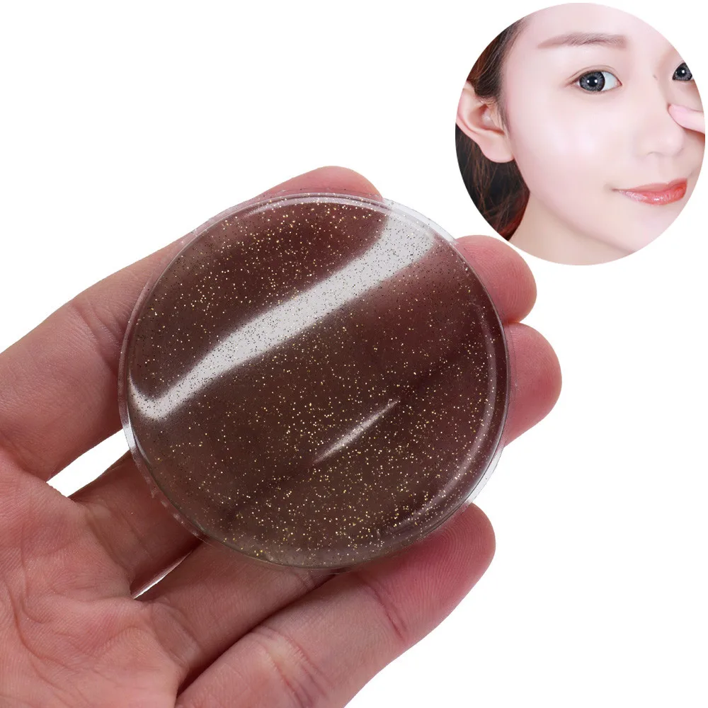

New round gold powder transparent silicone puff sponge cosmetic applicator blender perfect for facial makeup