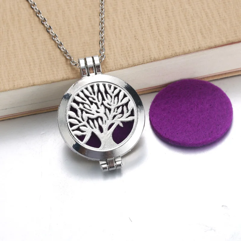 Aroma Diffuser Necklace Open Vintage Silver Lockets Pendant Perfume