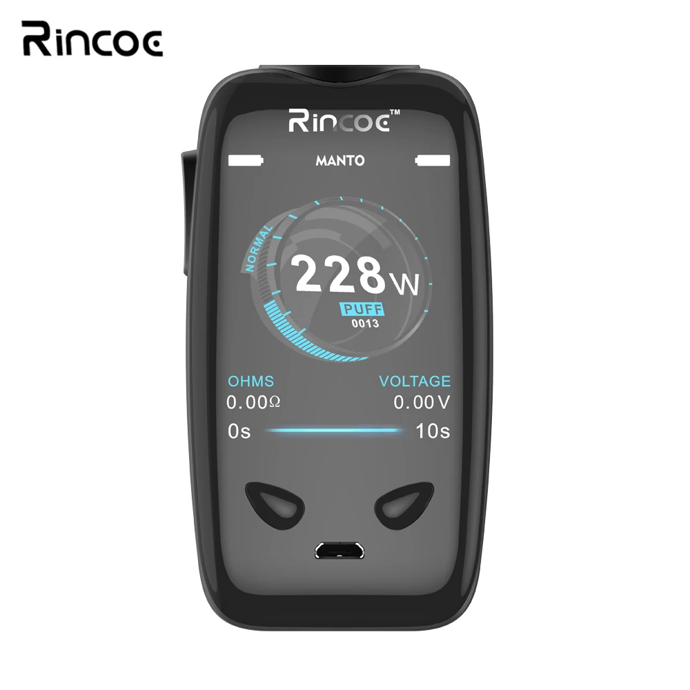

Electronic Cigarette Box Mods Original Rincoe Manto 228W TC Mod VW mode/TC mode Upgradeable firmware 2.0 inch TFT Screen