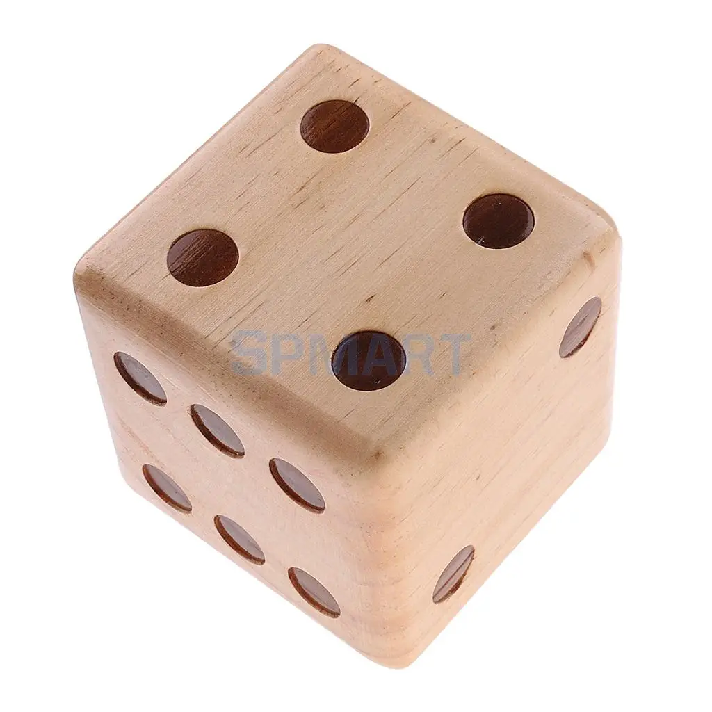MagiDeal 1Pc Six Side Crafted 3.5-inch Big Wooden Yard Dice With Rounded Corner for Teaching Project BBQ Group Event Camping Toy