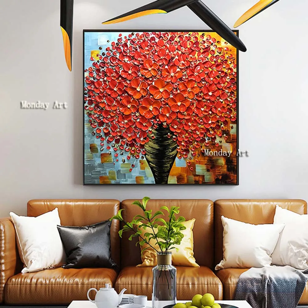 PP Special-gift-Modren-Handmade-abstract-thick-oil-red-flowers-trees-Home-Decor-Wall-Arts-Oil-Painting (3)