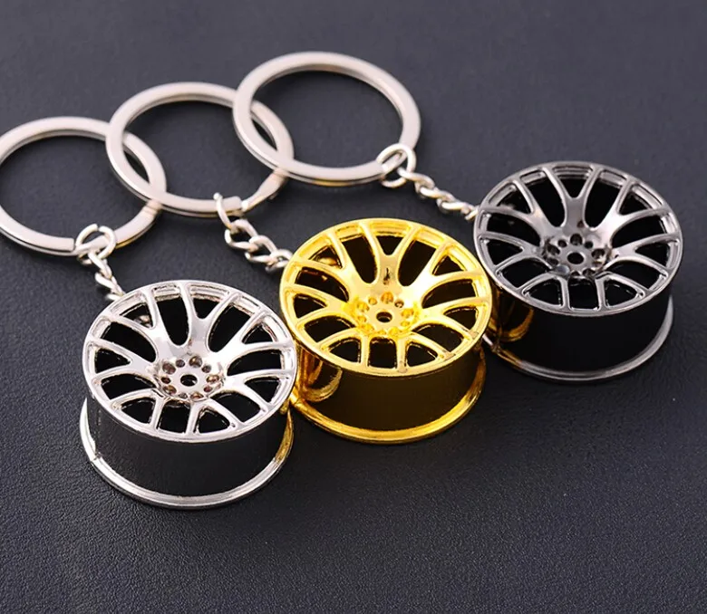 100pcs/lot wholesale Automotive Wheel hub Keychain auto Tire rims key