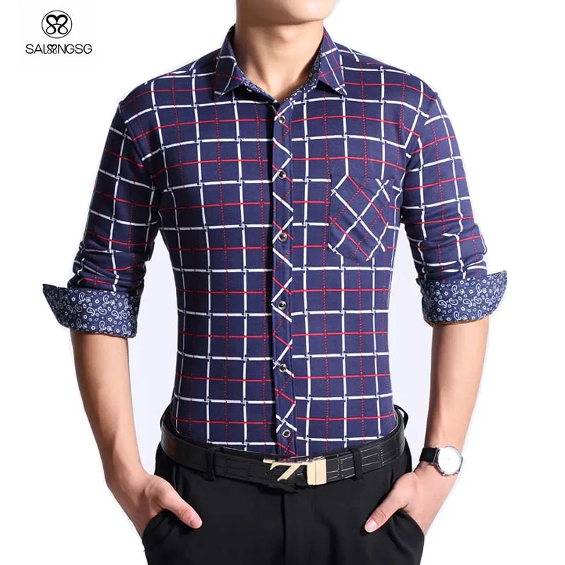 Aliexpress.com : Buy Casual Mens Dress Shirts Plaid Design Long Sleeve