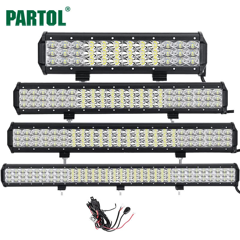 Partol 12 20 23 31 3 Row 6D LED Light Bar Offroad Led Bar Combo Beam