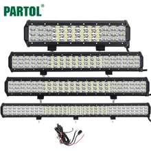 Partol 12 “20” 23 “31” 3-Row 6D LED Light Bar Offroad Led Bar Combo Viga Luz de Trabajo de conducción de Camiones SUV ATV 4×4 4WD CREE Chips 12 V