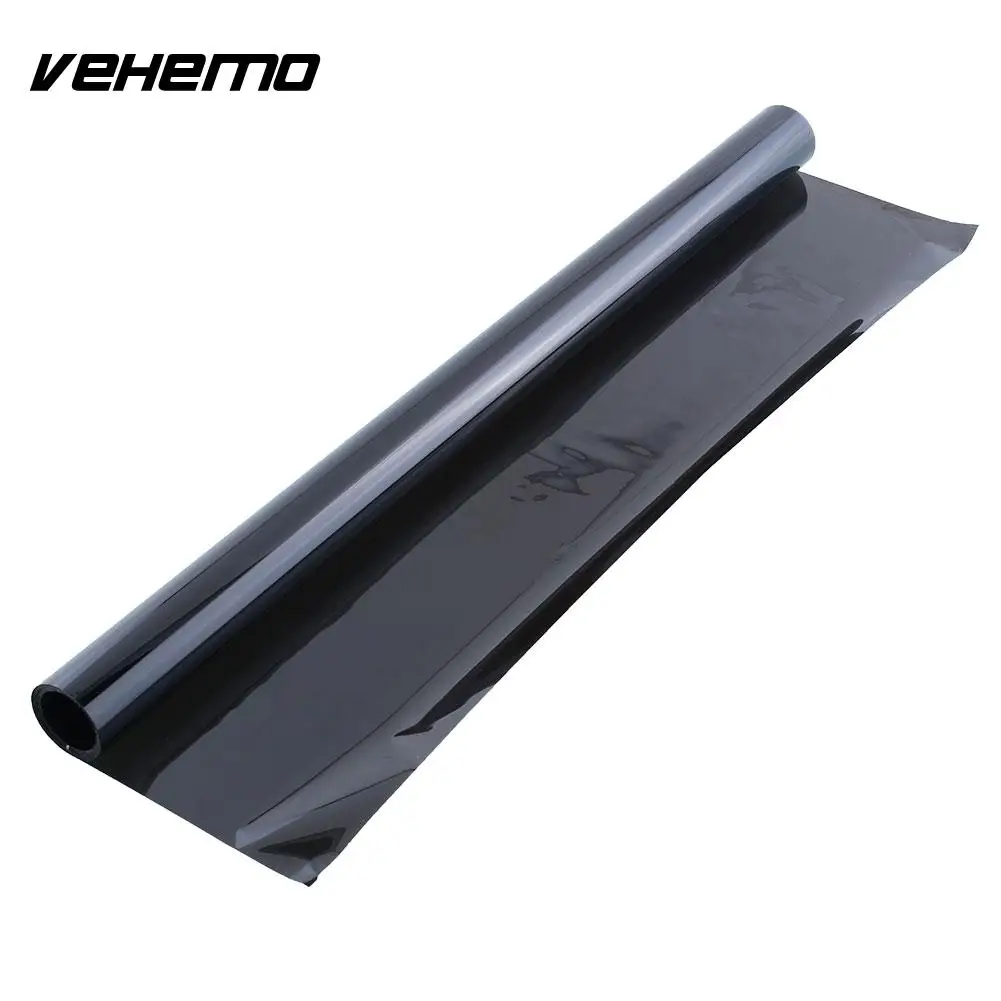VEHEMO Dark Smoke Black AUTO Car Window Glass TINT 15 VLT Shape Film 600x50cm Car Styling