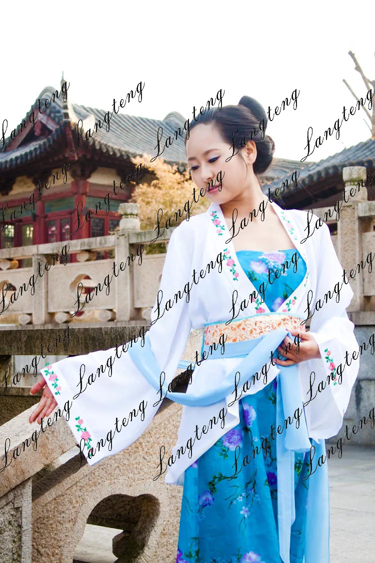 Новая Древняя китайская одежда костюм женские хлопковые принты Hanfu костюмы для танцев