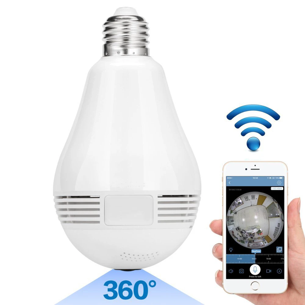 360 Degree E27 RGB Smart WiFi LED Light Camera Bulb with Motion Sensor V380 960P Wireless IP Recorder for Home Security
