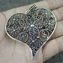 1 colgante de corazón tallado de filigrana de 74x63mm para hacer joyas