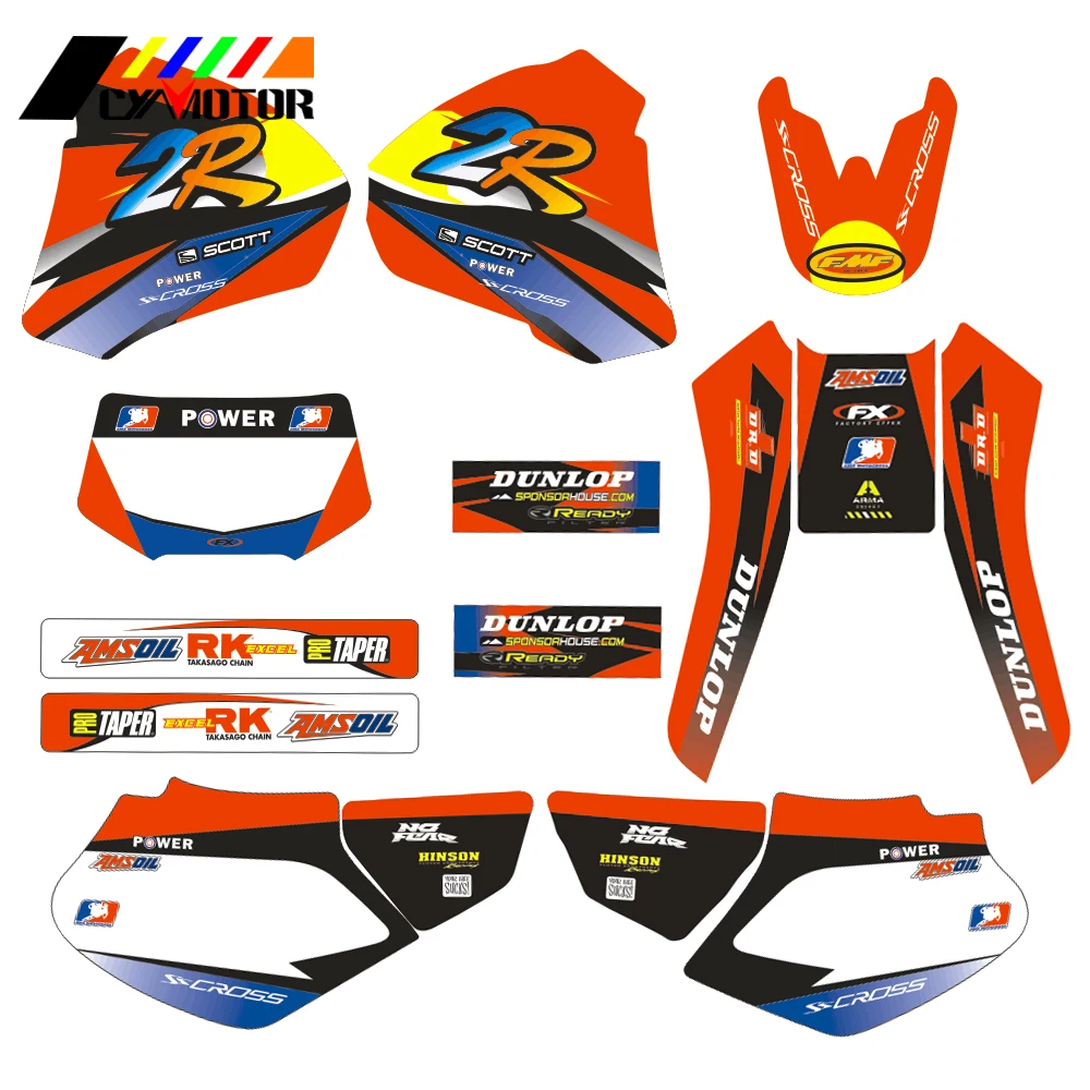

Motorcycle Customized Number Graphics Decals Stickers For HONDA XR250 XR400 1998 1999 2000 2001 2002 2003 2004 Motobike