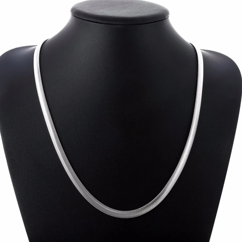 

2019 Fashion Hot Sale Punk Collar Necklace 925 Silver Simple Design Clavicle Flat Snake Chains Necklace For Women Jewelry
