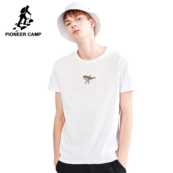 

Pioneer camp new summer short sleeve embroidered tshirt men brand clothing casual soft 100% cotton t-shirt male white ADT802152