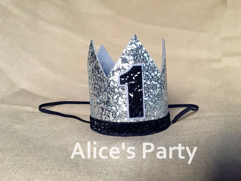 

New Custom Gold Glitter Silver Prince Crown Hats,Shining 1st Birthday Party Decorations Boy Shower Party Decor Celebrate Medium