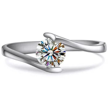 

Test Positive 0.5CT Moissanite Diamond Ring Women Sterling Silver Engagement Ring Solitaire Genuine Lab Grown Moisasanite Ring