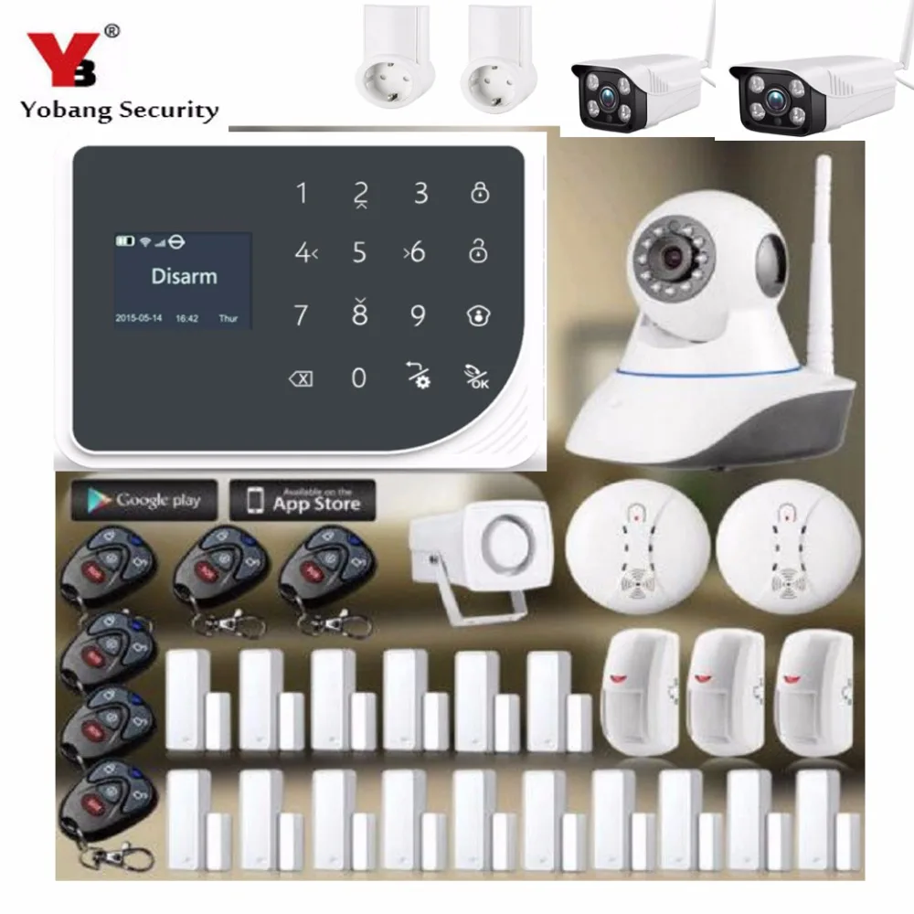 YobangSecurity WiFi GSM GPRS SMS Wireless Home House Security Intruder Alarm System Video IP Camera Smart Socket APP Control