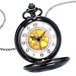 Новые модные черные полые Кварцевые Стимпанк кулон карманные часы с цепочкой Цепочки и ожерелья Бесплатная доставка