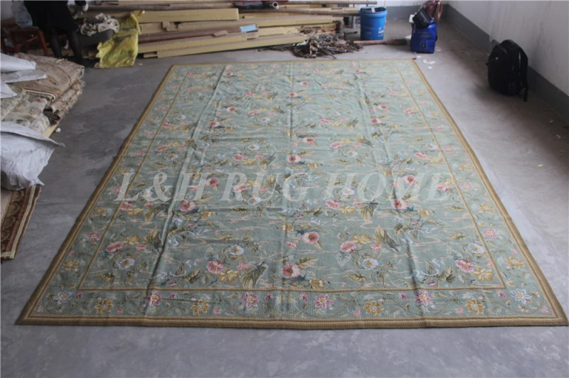 

Free shipping 9'X12' needlepoint rugs 100% New Zealand wool rugs rice stitched handmade rugs