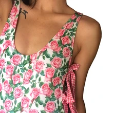 Мосша цветочный принт бикини винтажный комбинезон монокини с высоким вырезом купальник женский сексуальный цельный купальник женский купальный костюм